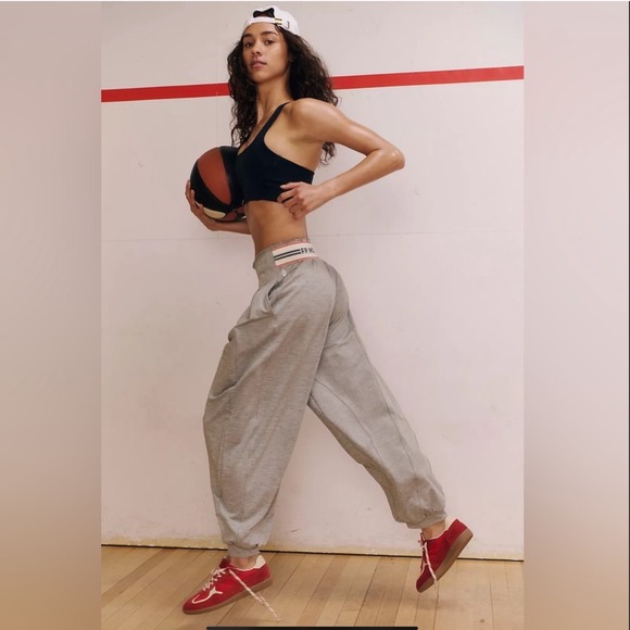 Free People Movement Heather Grey Jogger Sweatpants XS Logo Waistband New W/ Tag - Picture 3 of 7